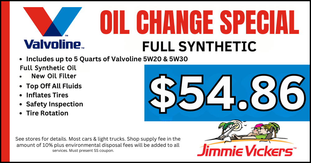 Oil Change Special Full Synthetic | Jimmie Vickers Tire & Auto Repair