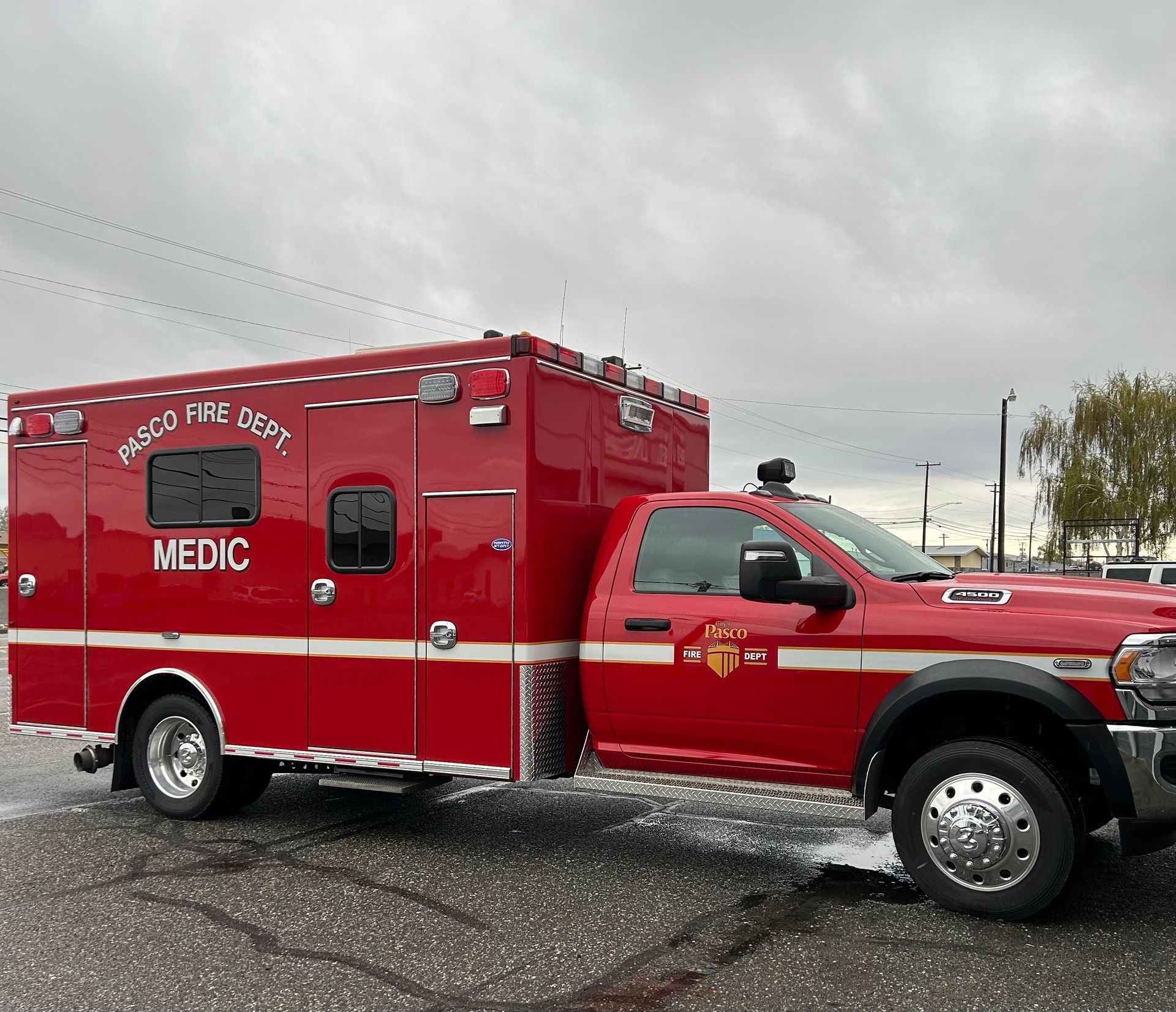 Red Pasco Fire Dept. ambulance with