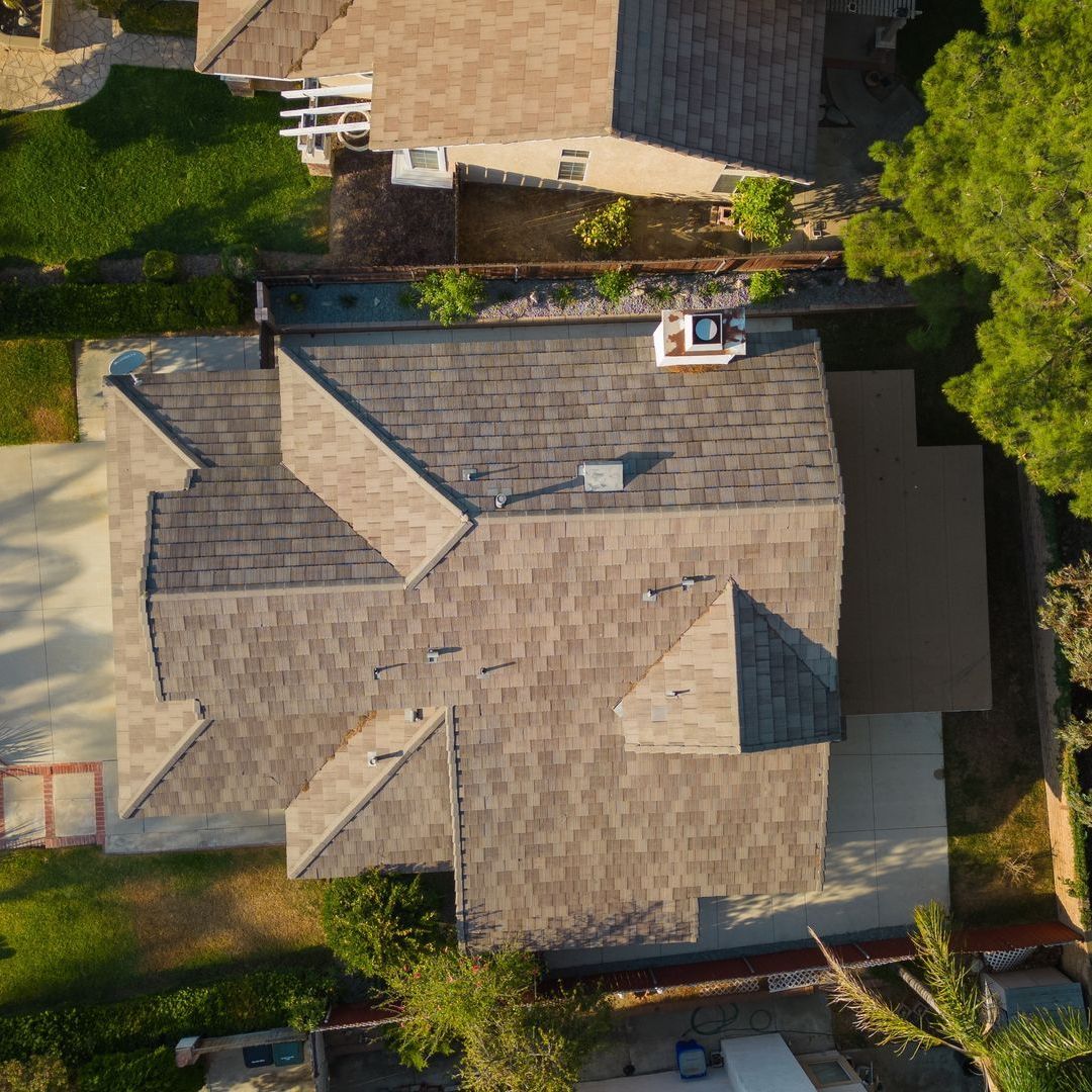 Aerial view of a residential roof installation in Boulder, CO