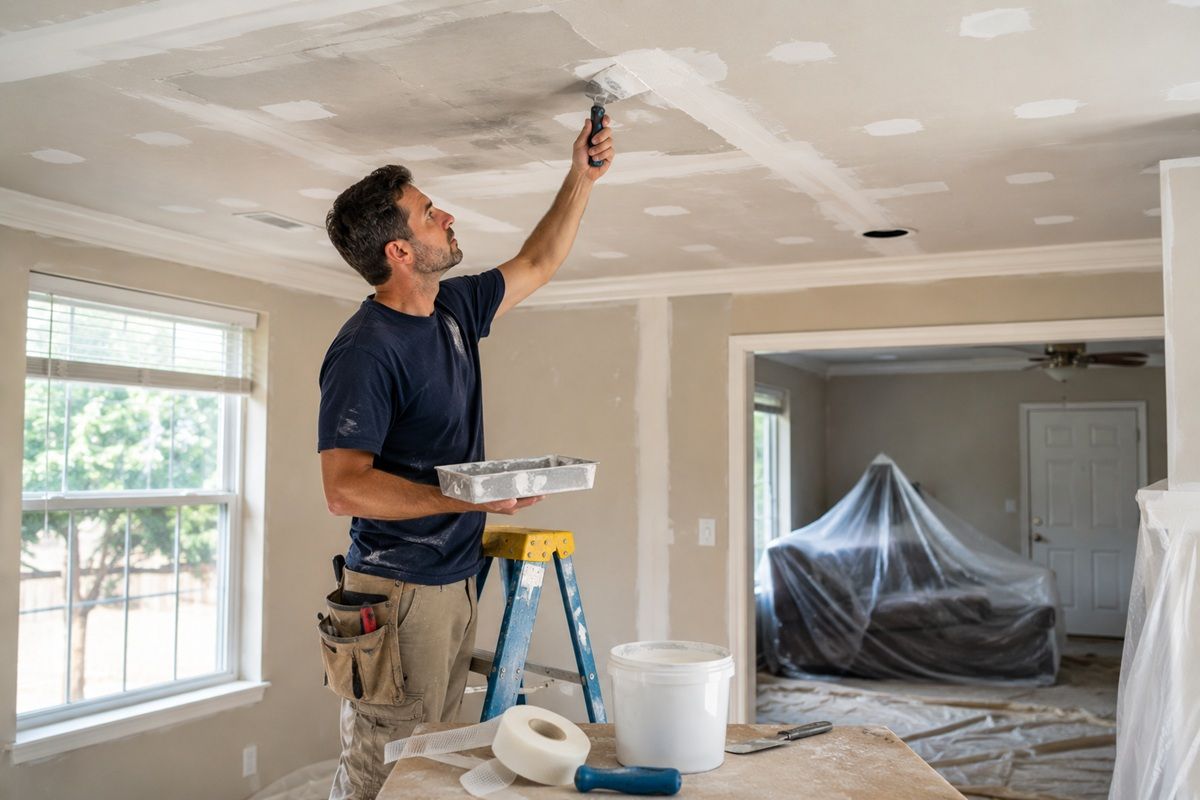 Ceiling repair project completed in a residential home