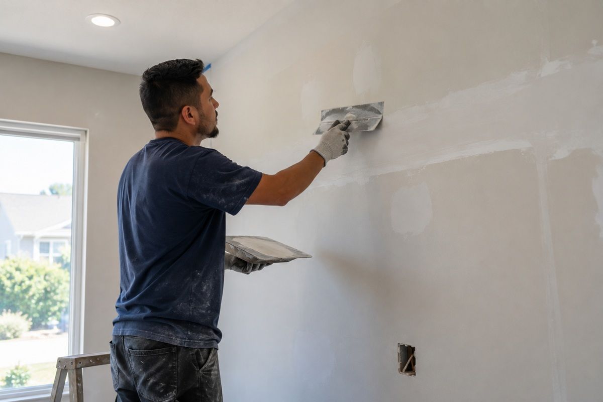 Drywall repair project showing smooth finished surfaces inside a Hanford home