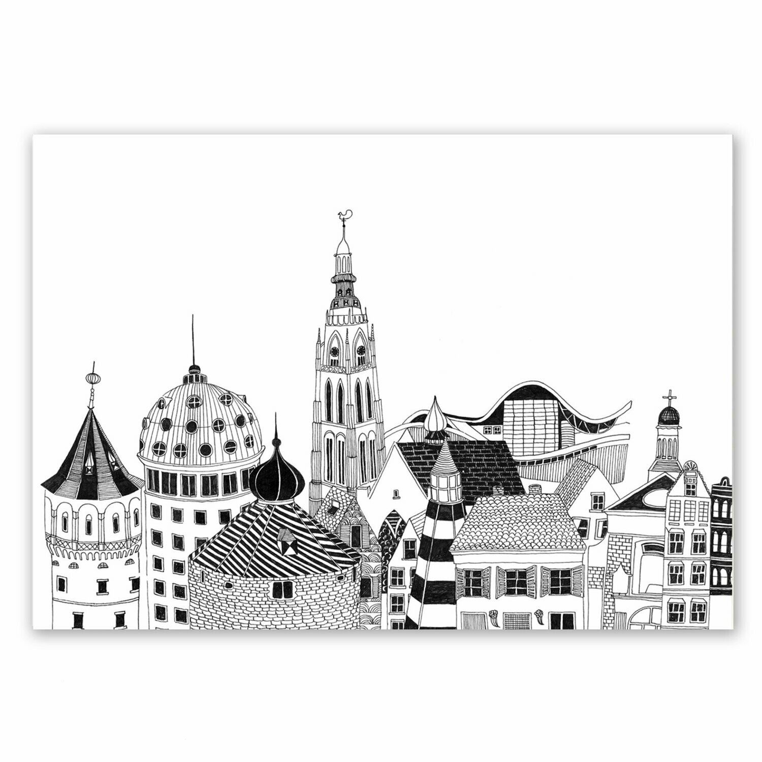 lijntekening skyline Breda