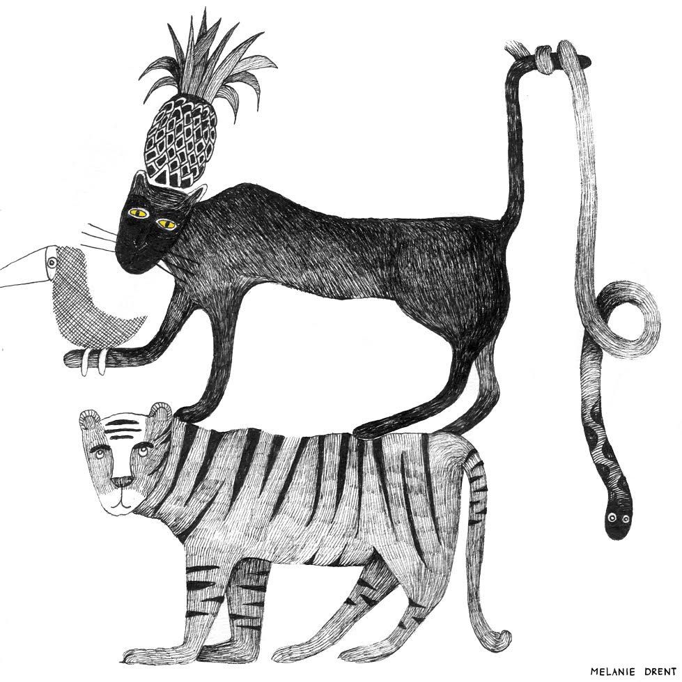 zwart-wit dierenillustratie