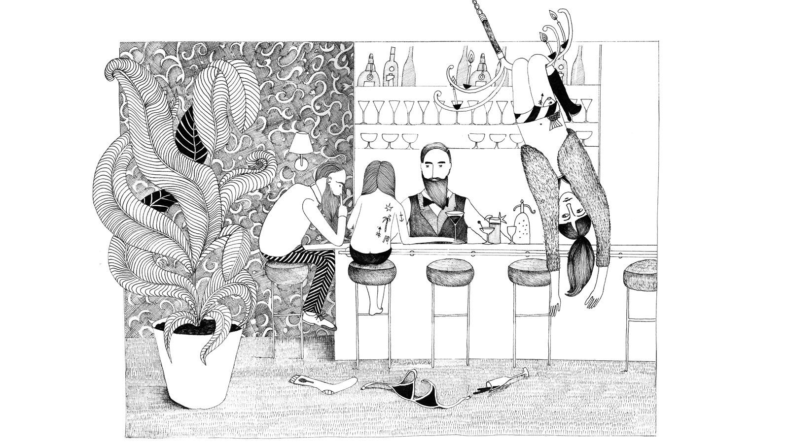 illustratie in zwartwit voor magazine