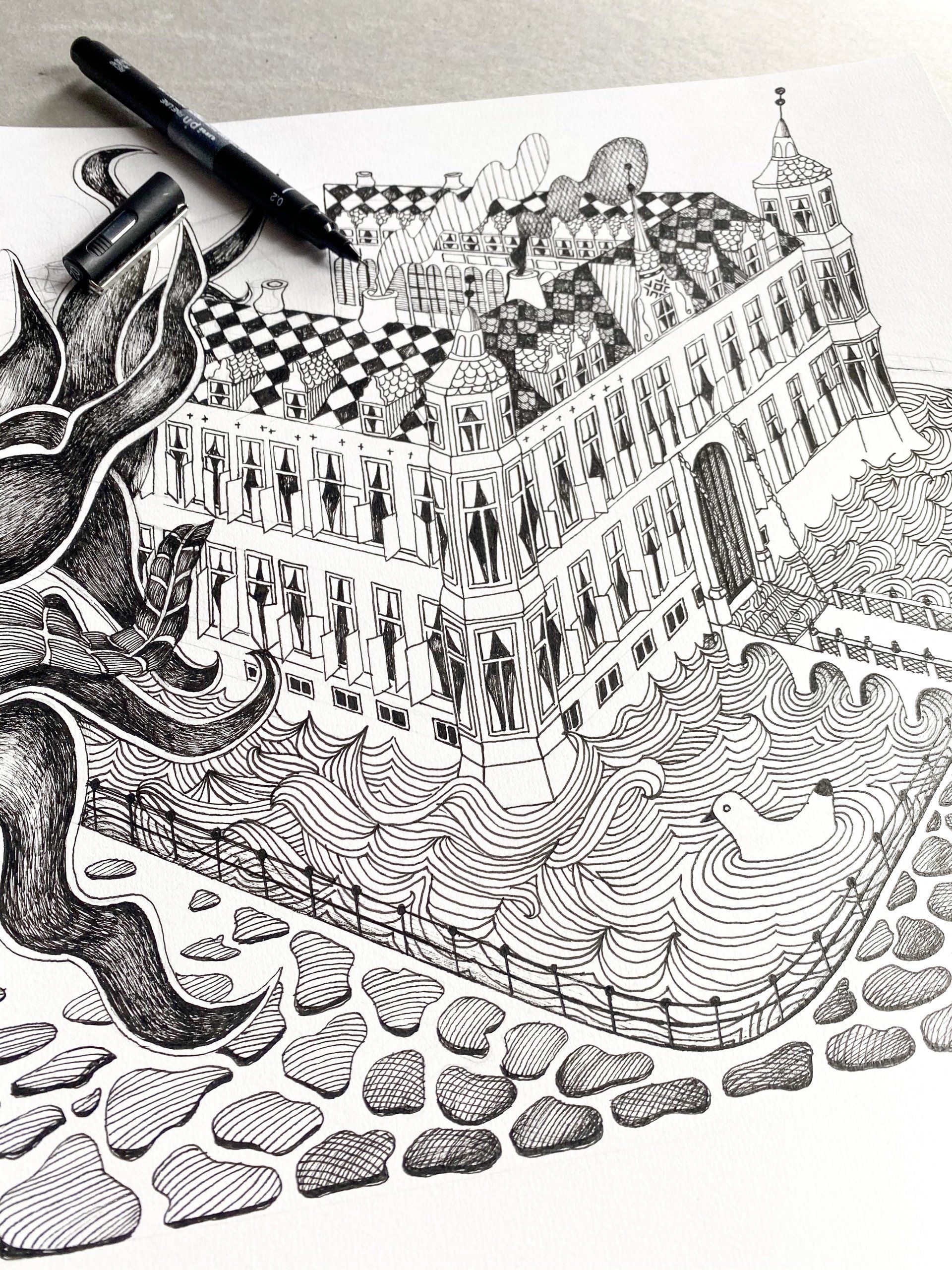 lijntekening kasteel van Breda