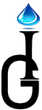 A black letter "G" combined with a letter "I," topped with a stylized blue water droplet icon.