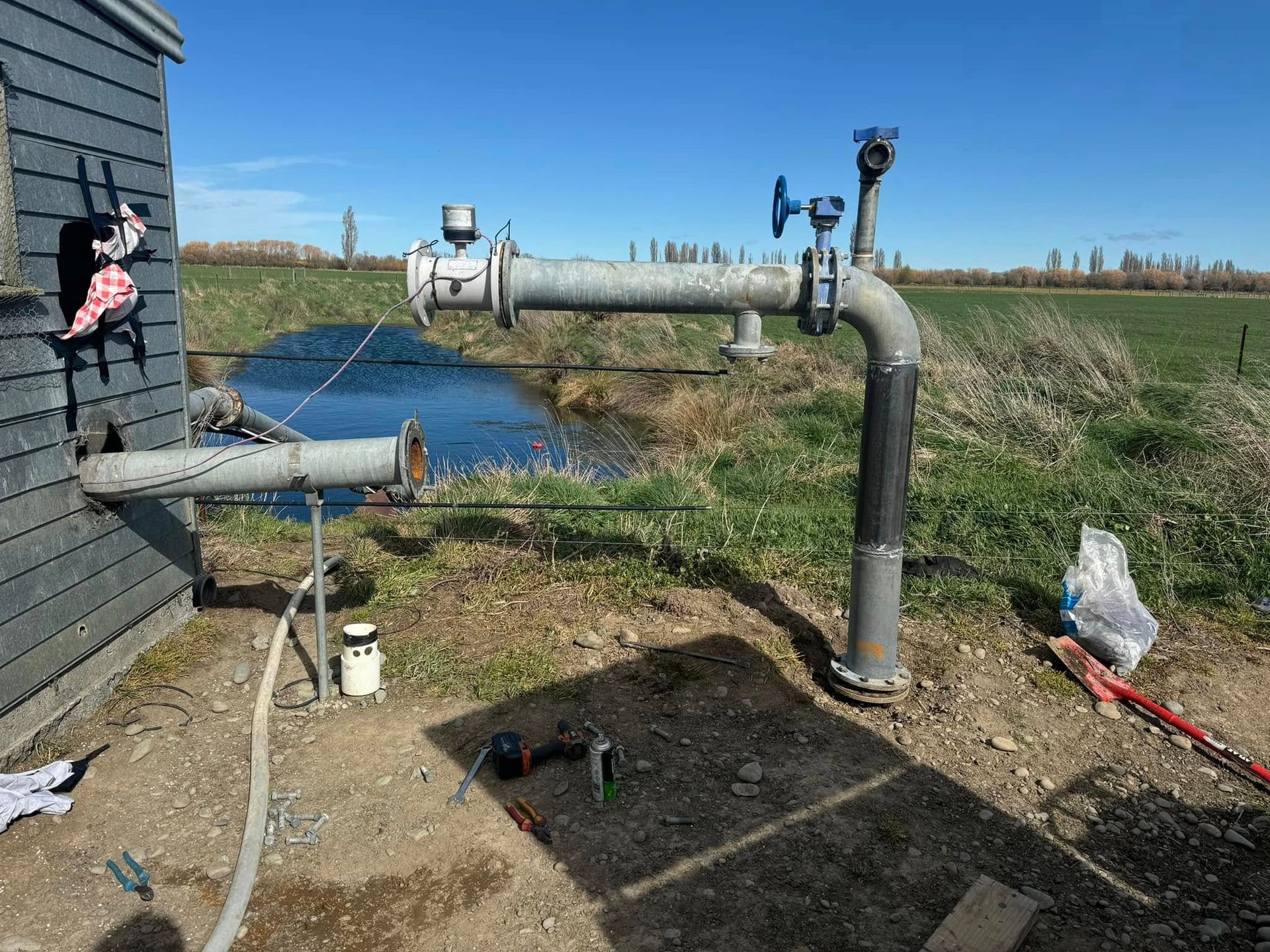 Water and electrical service technician at work