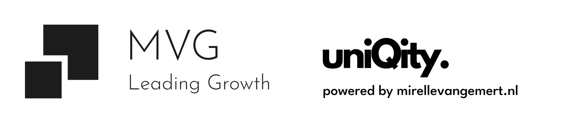 Logo's voor MVG Leading Growth en uniQity. Mogelijk gemaakt door mirelleangemert.nl
