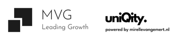 Logo's voor MVG Leading Growth en uniQity. Mogelijk gemaakt door mirelleangemert.nl
