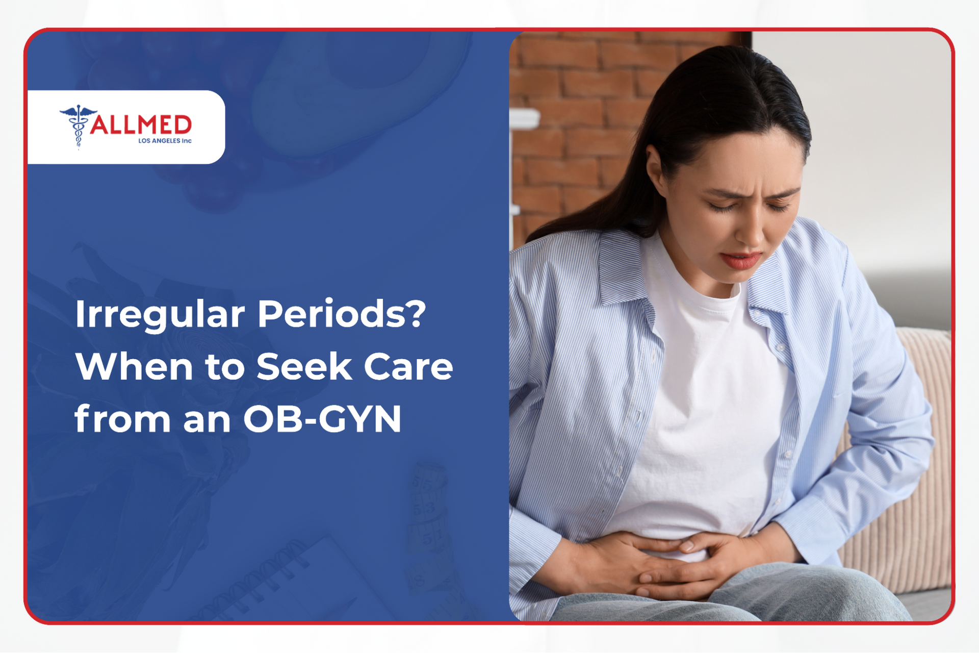 Due to her irregular period cycle, the woman experiences severe cramps that make it hard to stand.