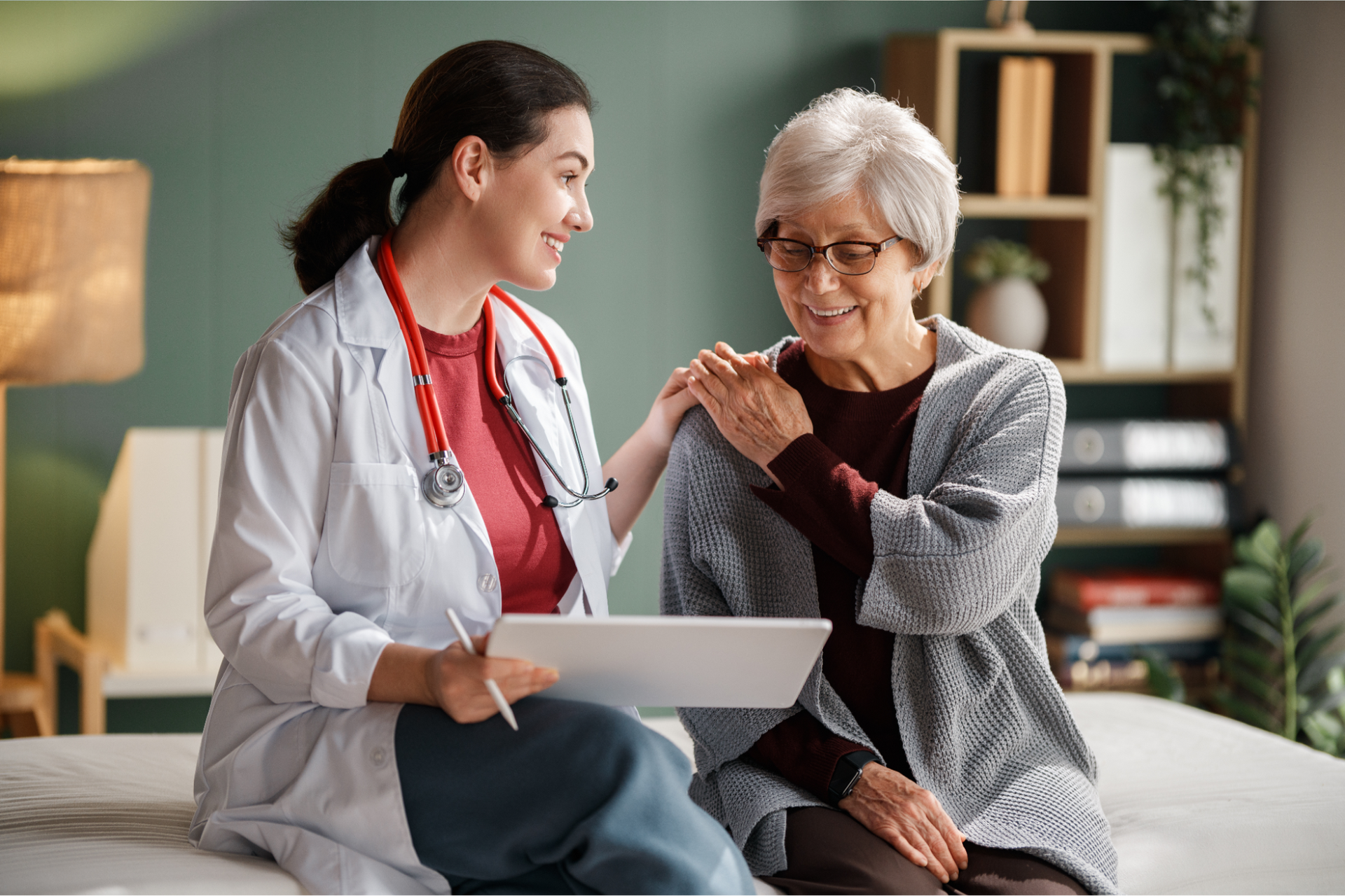 Due to her old age, the patient undergoes routine preventive care screenings to ensure that she is healthy.