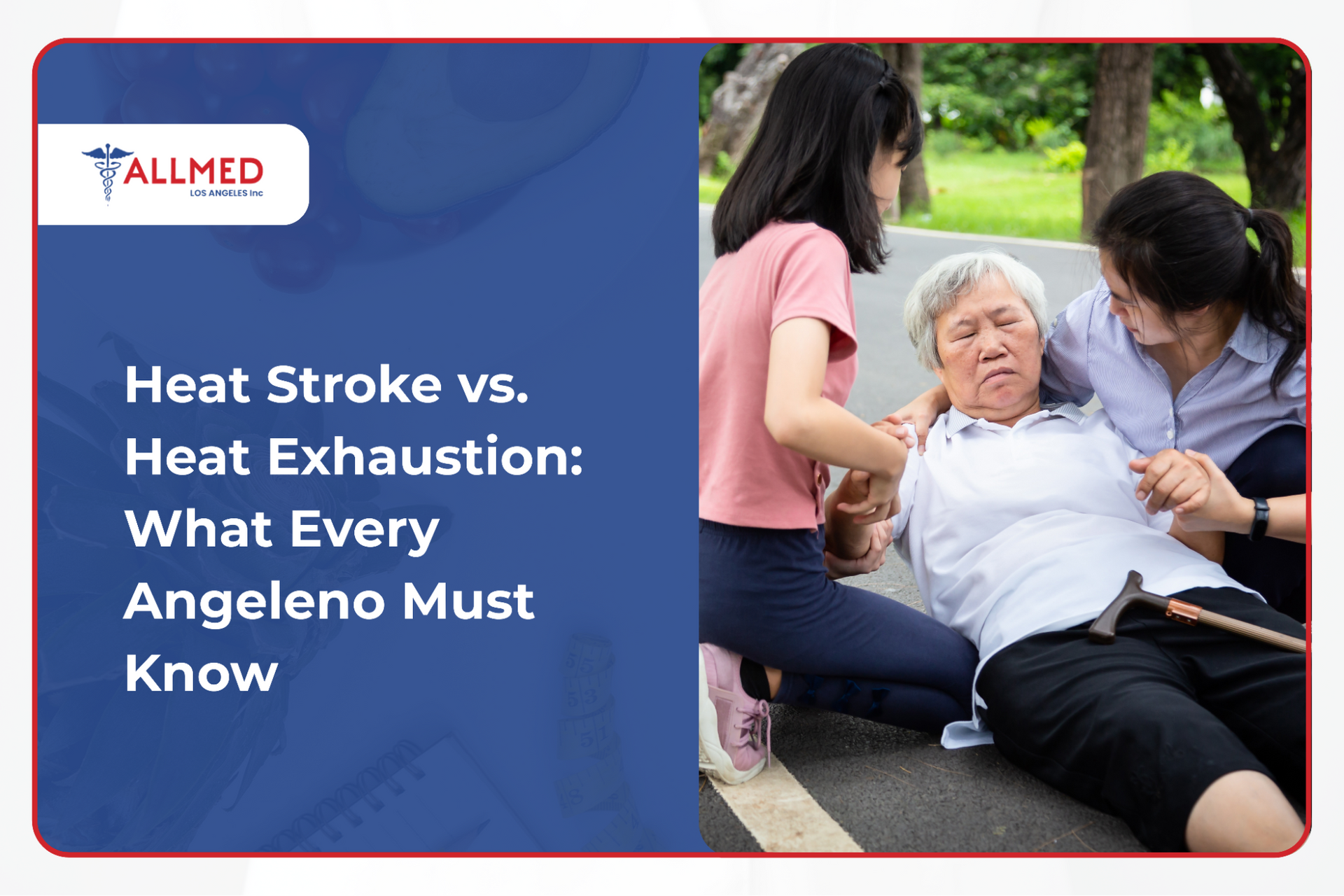 Woman wonders if her mother has fainted due to heat exhaustion or heat stroke while waiting for emer