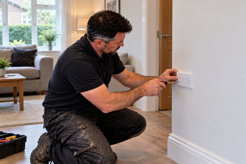 Engineer at work: additional sockets and lighting