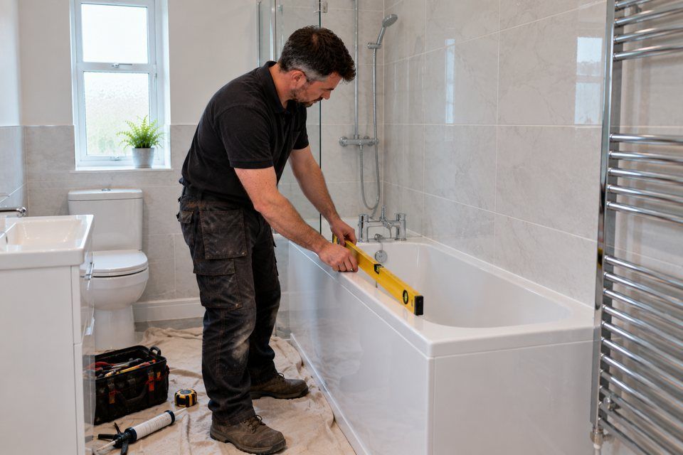 Engineer at work: bathroom installation and renovation