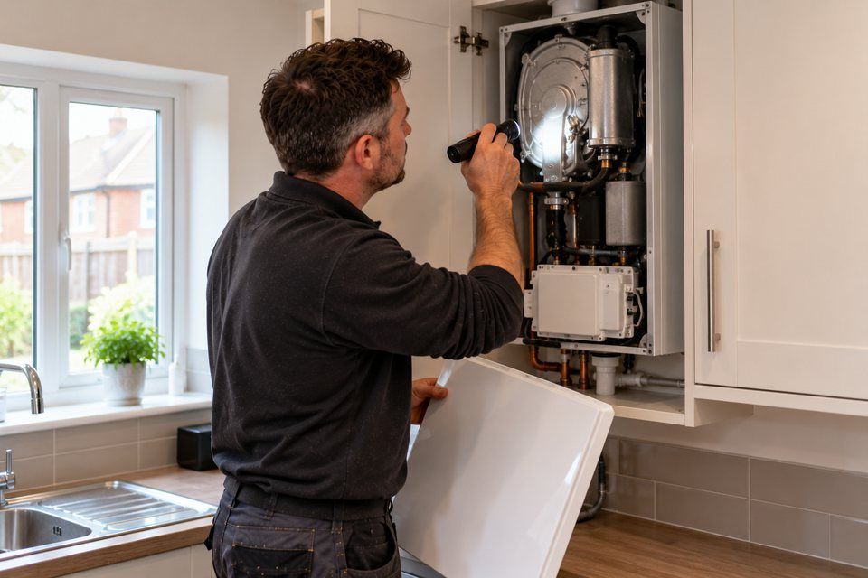 Engineer at work: boiler repair