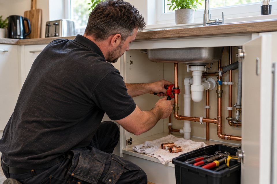 Engineer at work: burst pipe repair