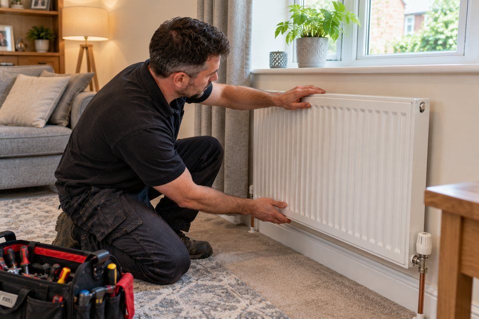 Engineer at work: central heating repair