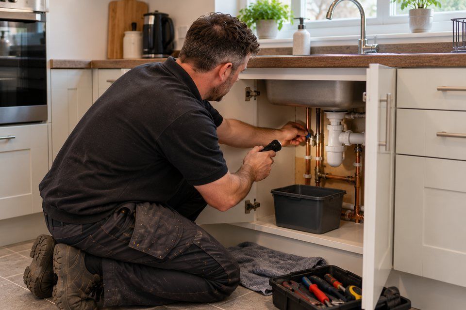 Engineer at work: emergency plumber