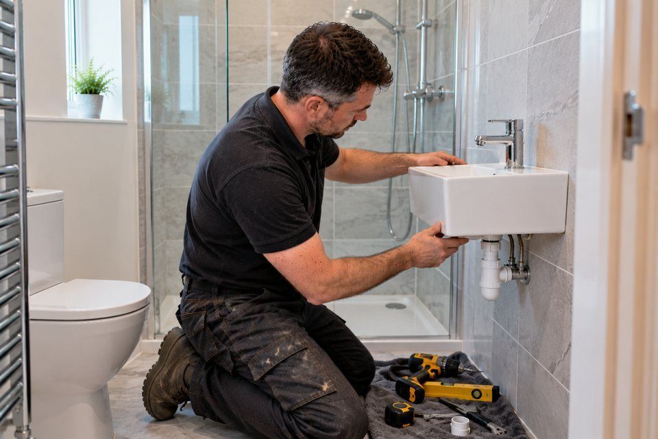 Engineer at work: en-suite installation