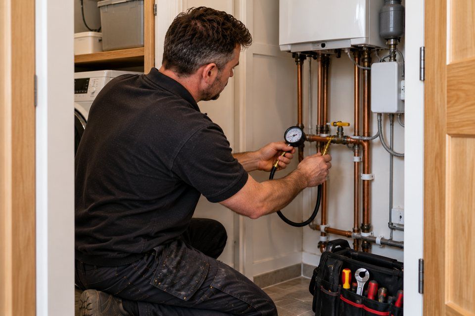 Engineer at work: gas leak repair