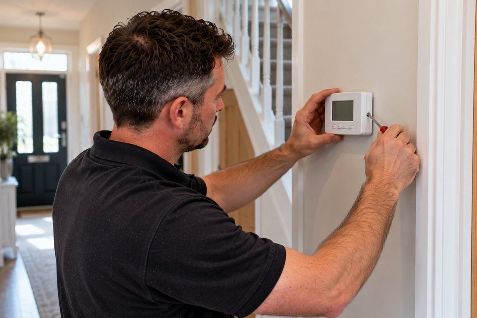 Engineer at work: heating controls and thermostats