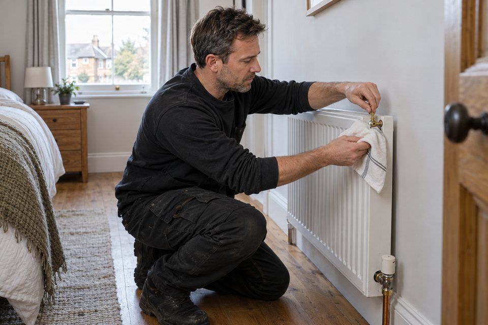 Engineer at work: radiator repair and replacement