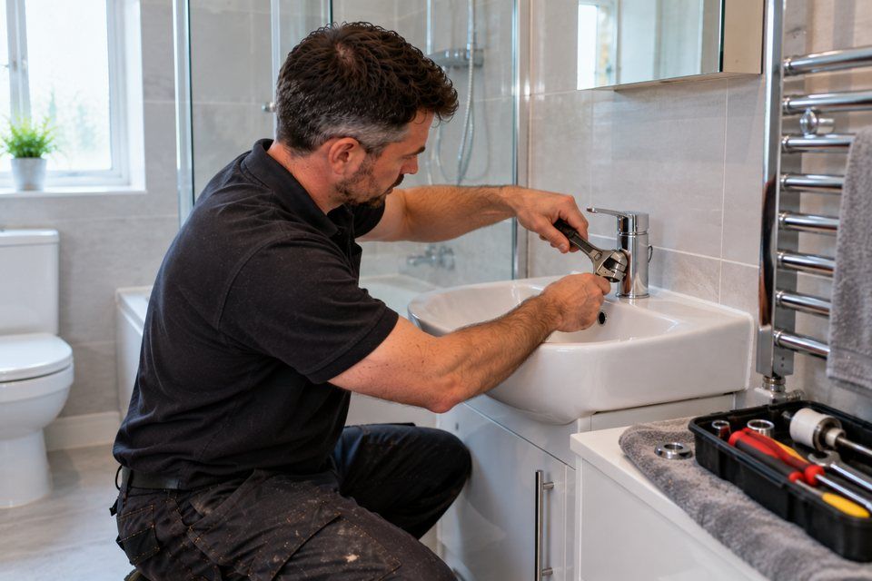 Engineer at work: tap repair and replacement