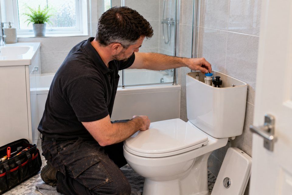 Engineer at work: toilet repair and replacement