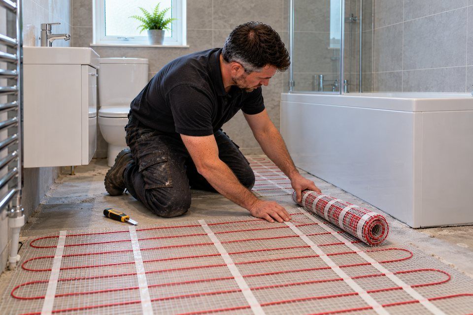 Engineer at work: underfloor heating