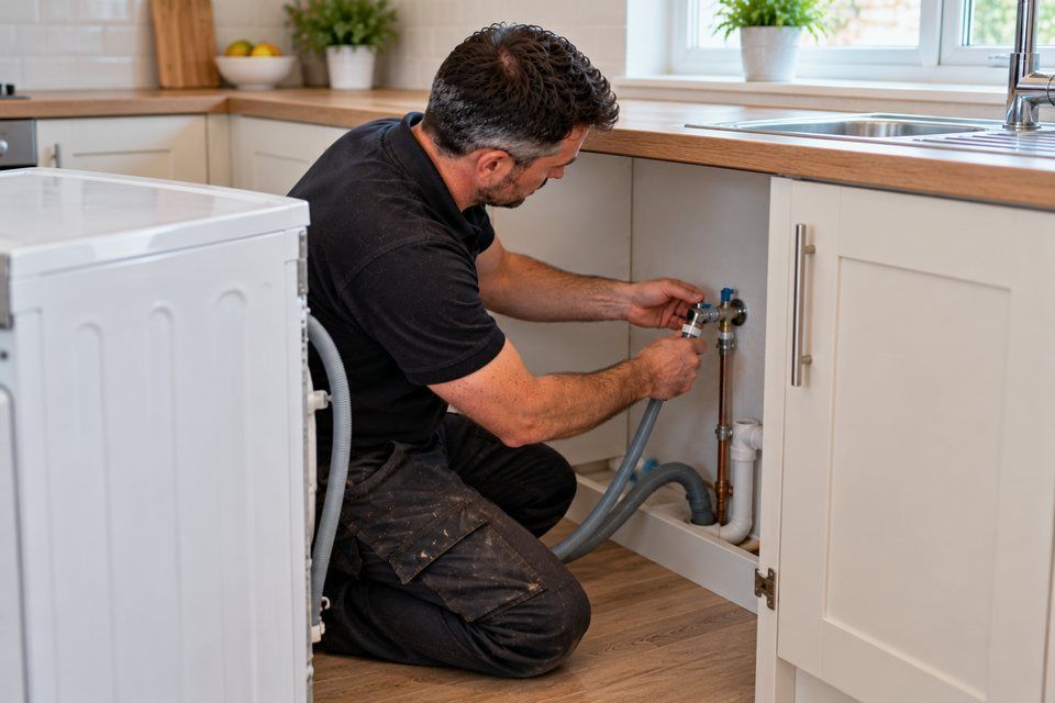Engineer at work: washing machine and dishwasher plumbing