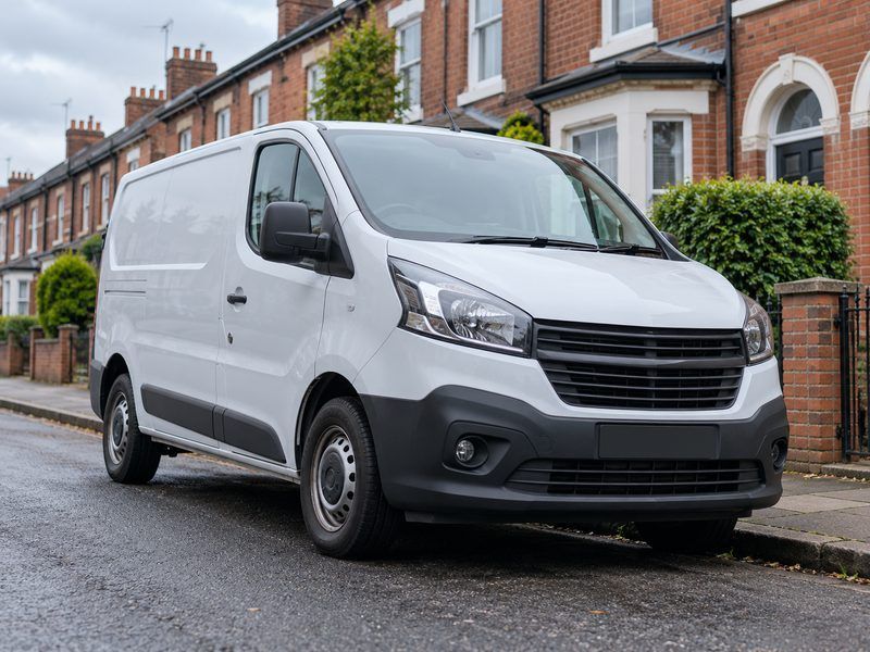 Work van on a residential street