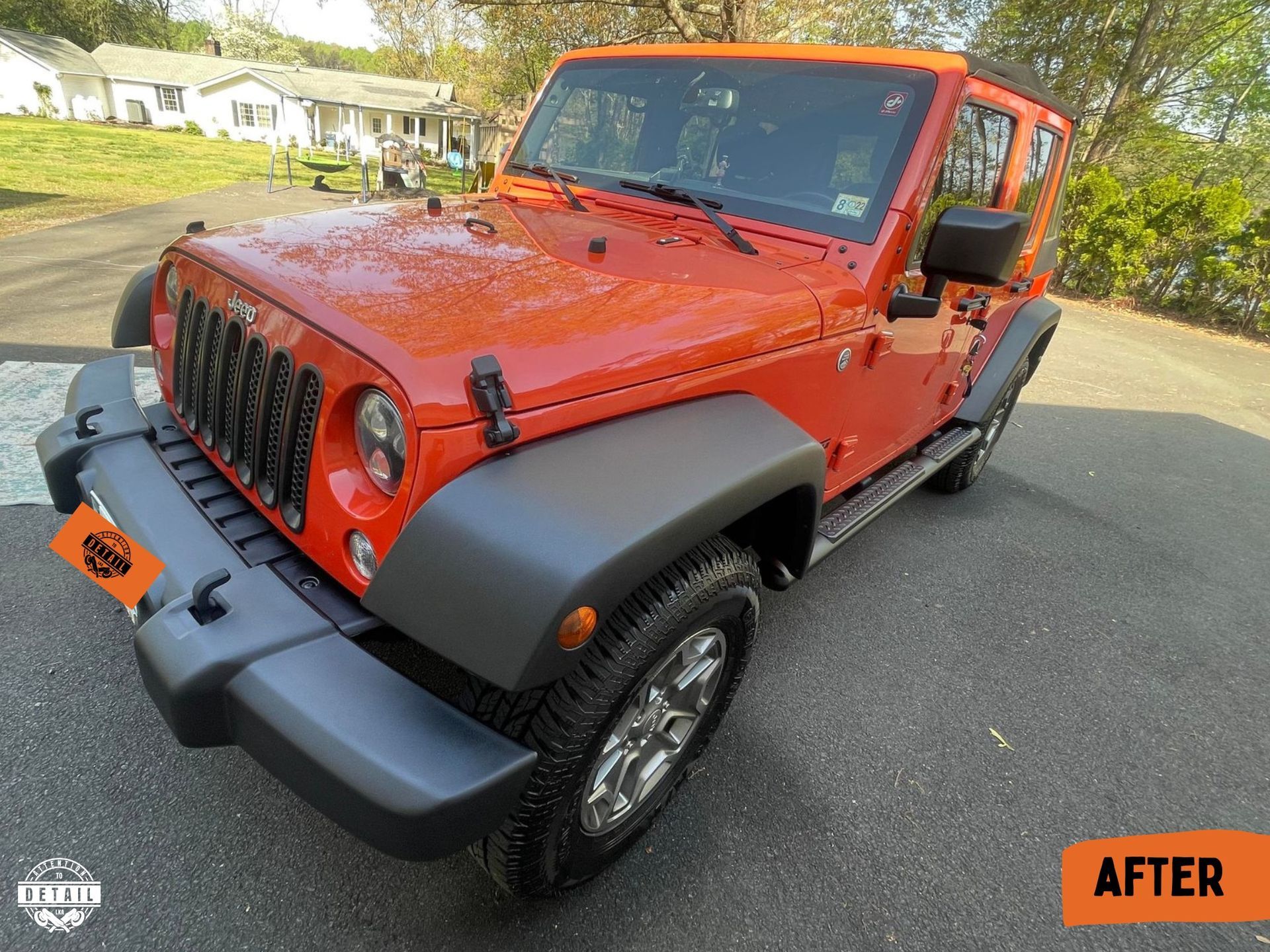 orange jeep after detail