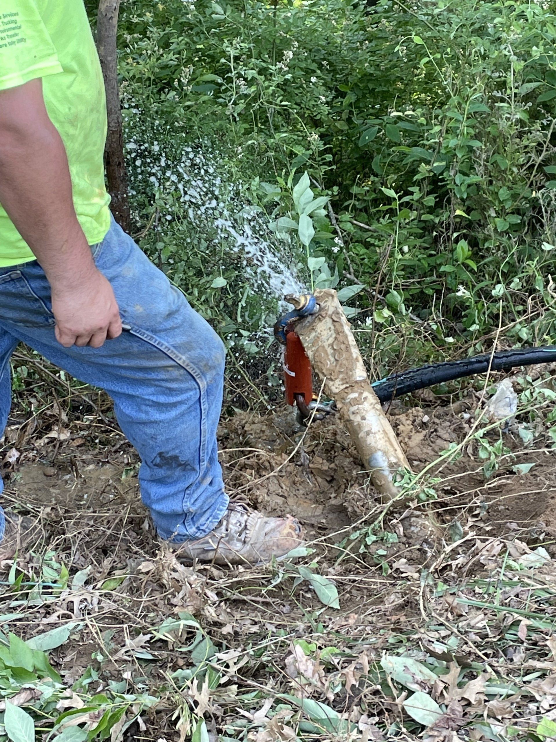 Connecting swivel HDPE pipe and trace wire.