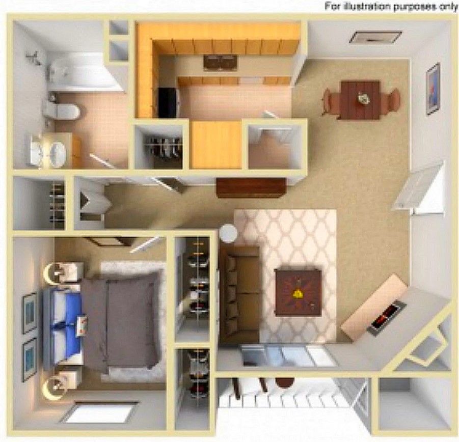 an aerial view of a floor plan for illustration purposes only
