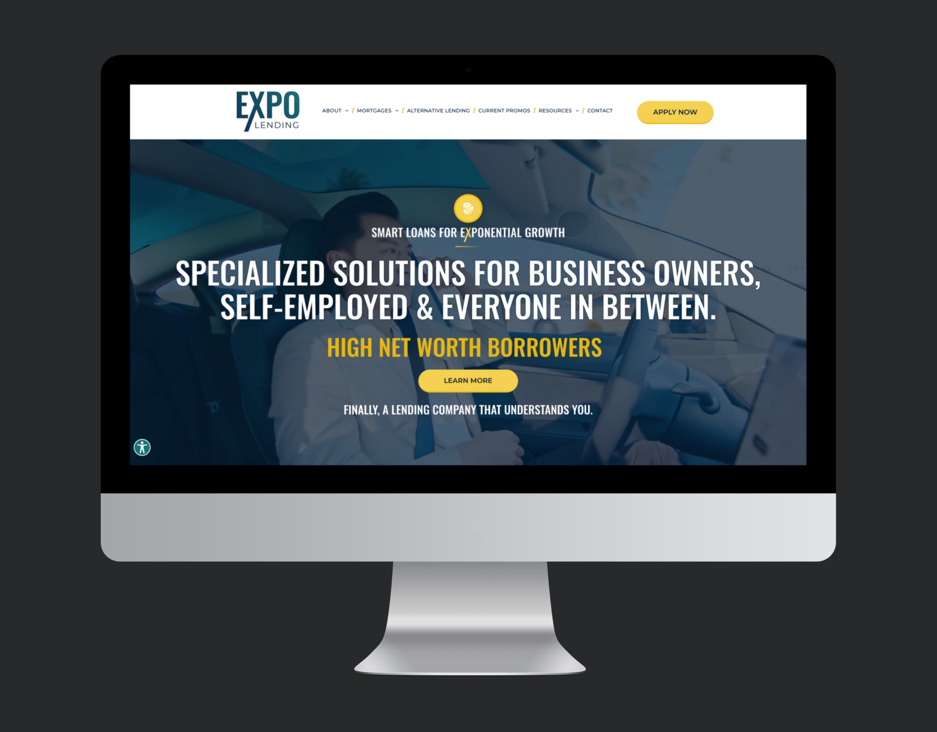 A computer monitor is displaying a website for a company called expo.