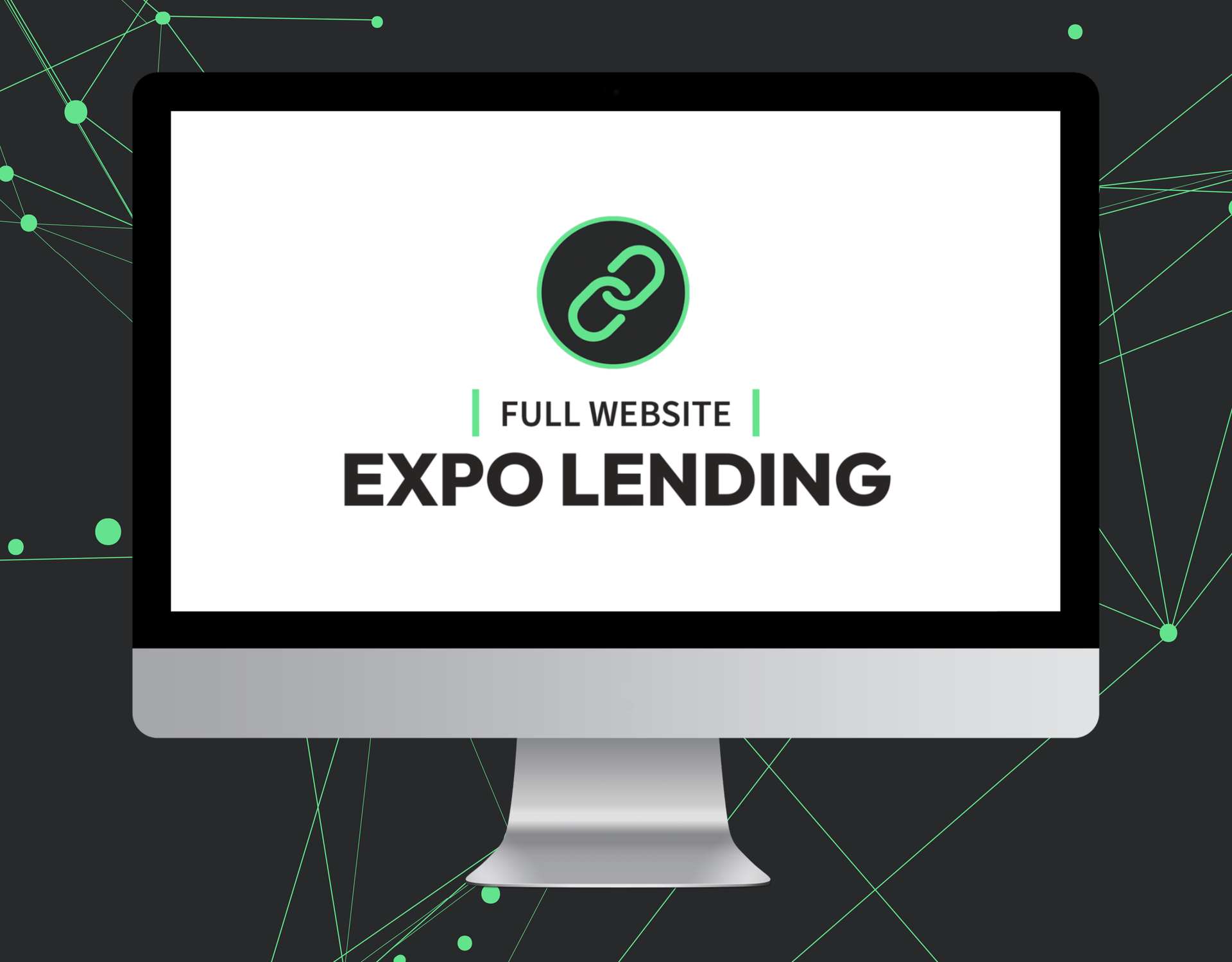 A computer monitor with the words full website expo lending on the screen.