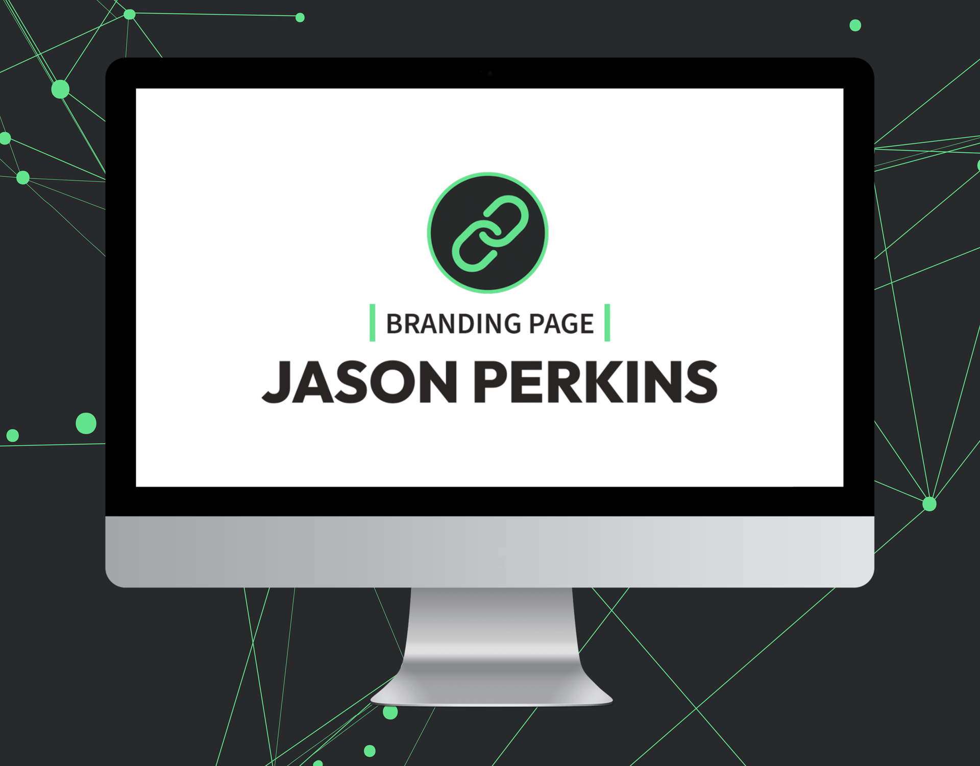 A computer monitor with the name jason perkins on it