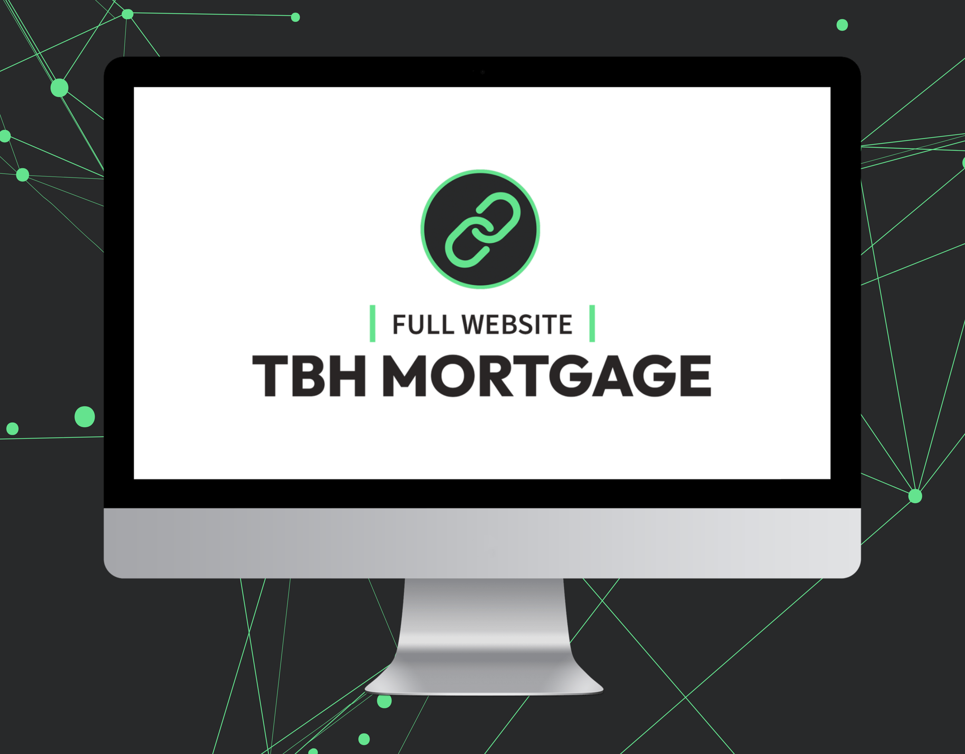 A computer monitor displaying a full website for tbh mortgage