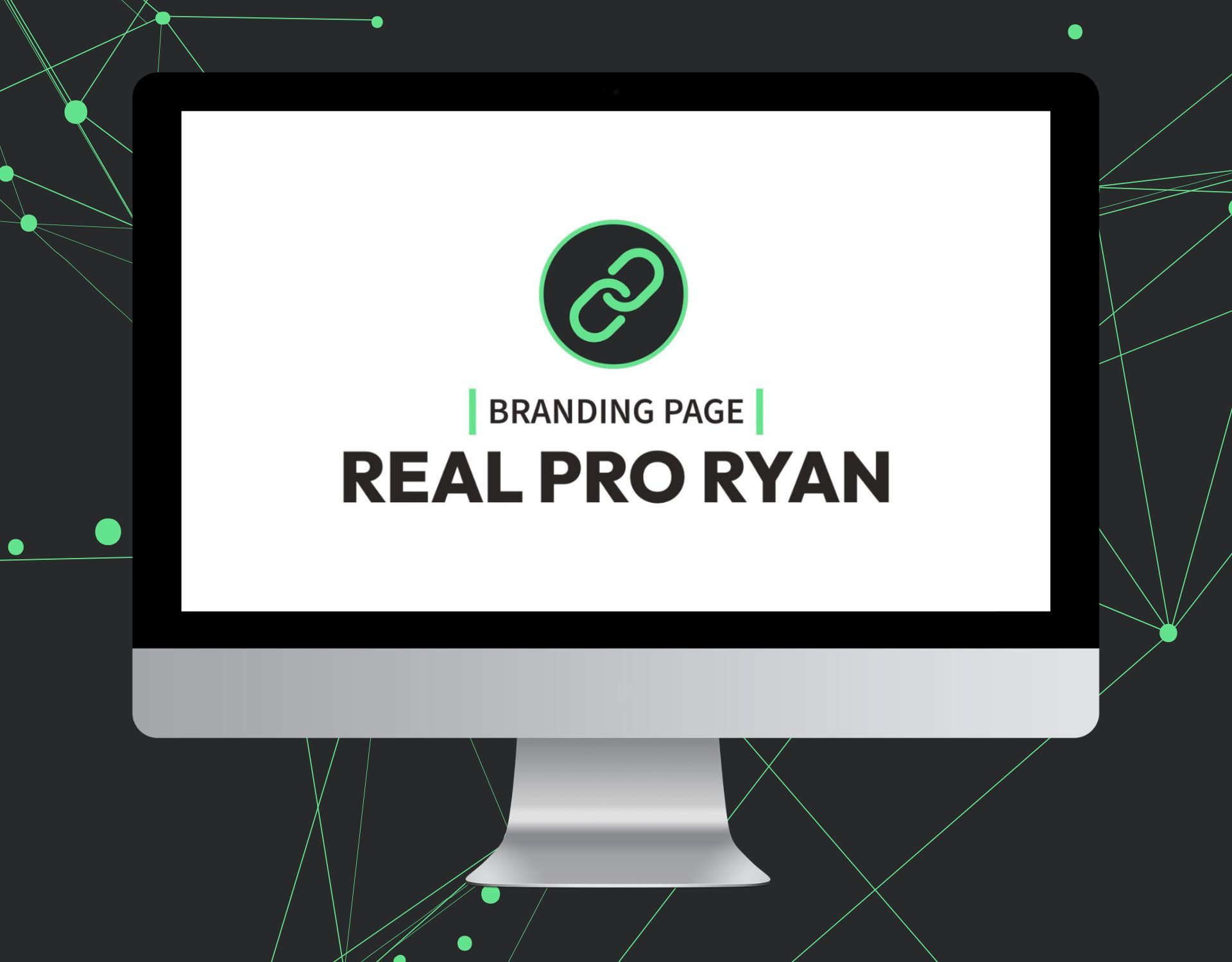 A computer monitor displaying a branding page for real pro ryan