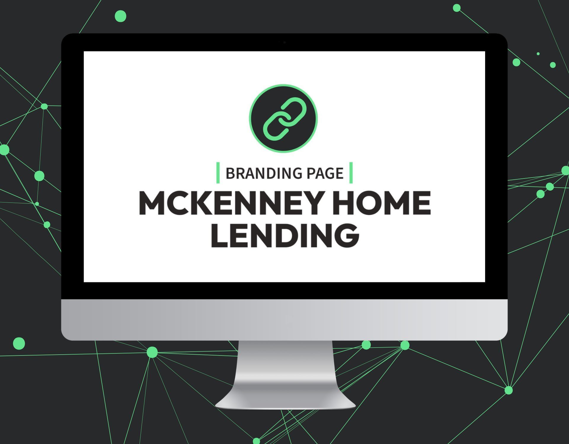 A computer monitor with a branding page for mckenney home lending on it.