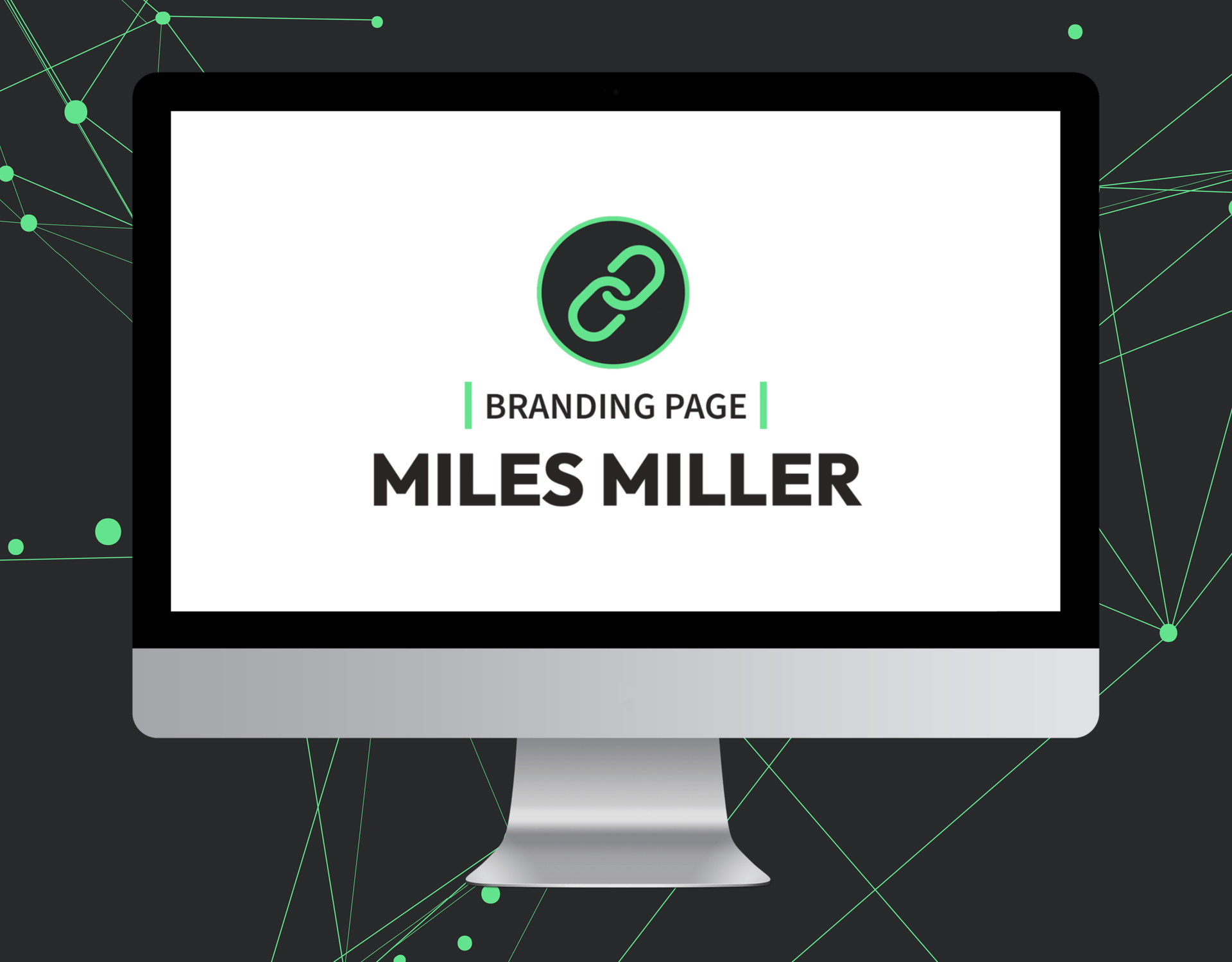 A computer monitor with the name miles miller on it