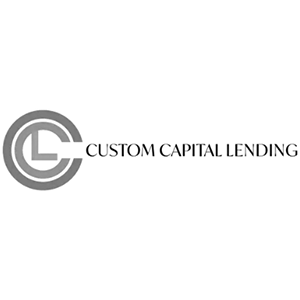 A black and white logo for custom capital lending