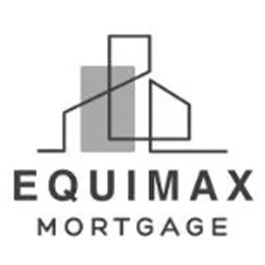 The equax mortgage logo is a black and white image of a building.