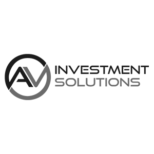 A black and white logo for a company called investment solutions.