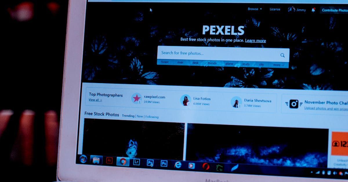 A laptop is open to the pexels website