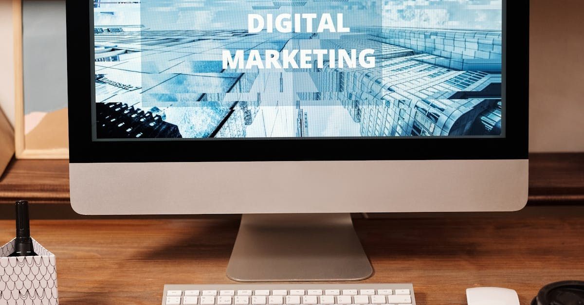 A computer monitor that says digital marketing