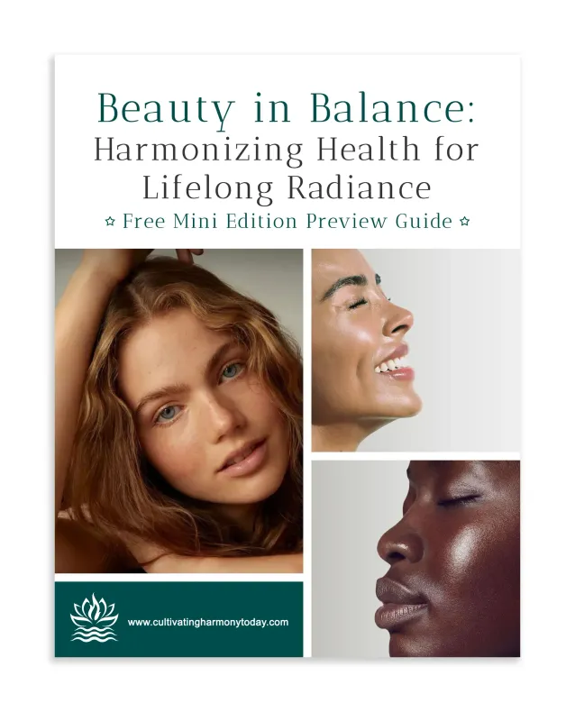 Cover of “Beauty in Balance: Harmonizing Health for Lifelong Radiance” free mini edition preview guide.
