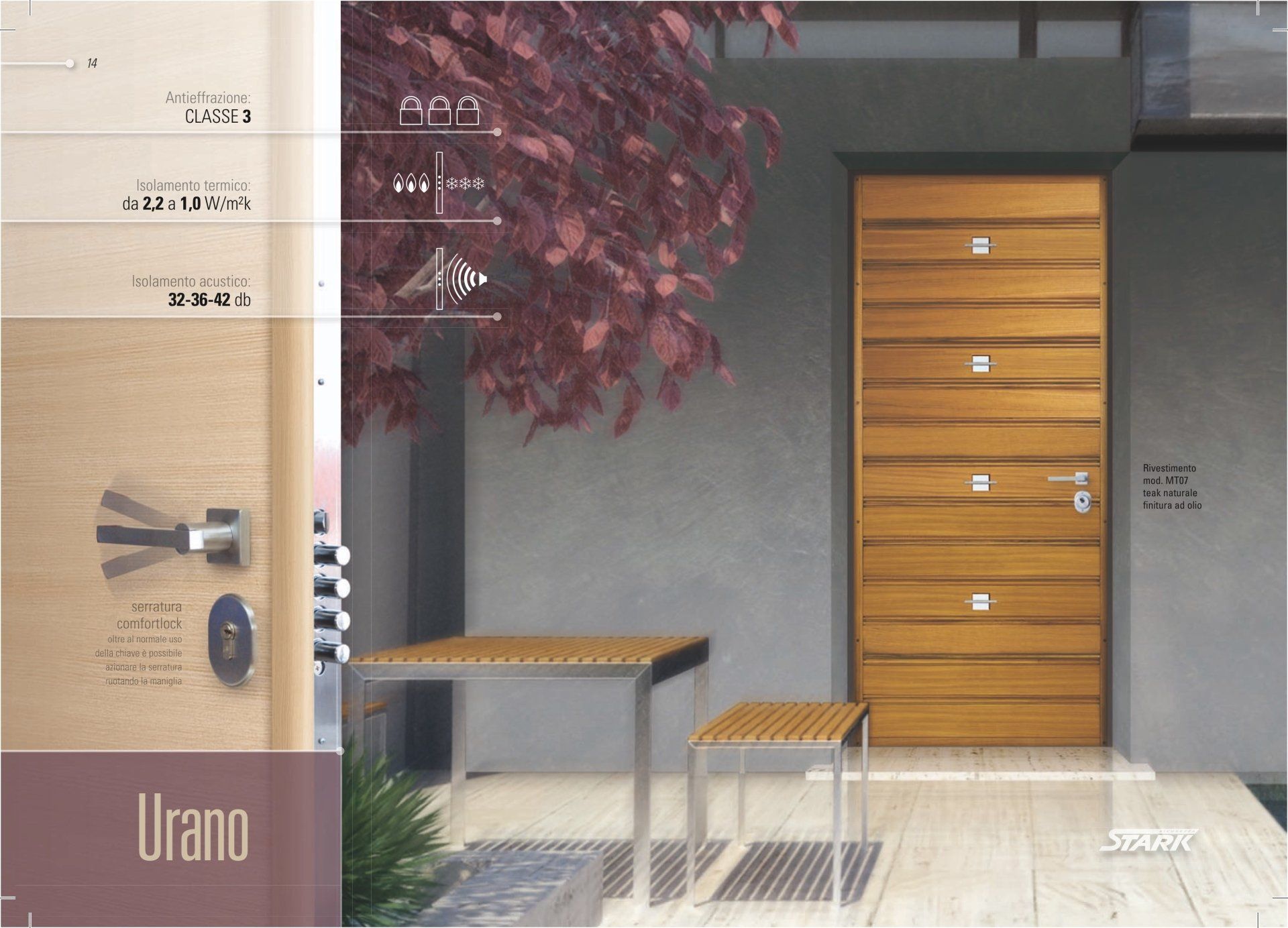 Porta blindata in legno con muro grigio