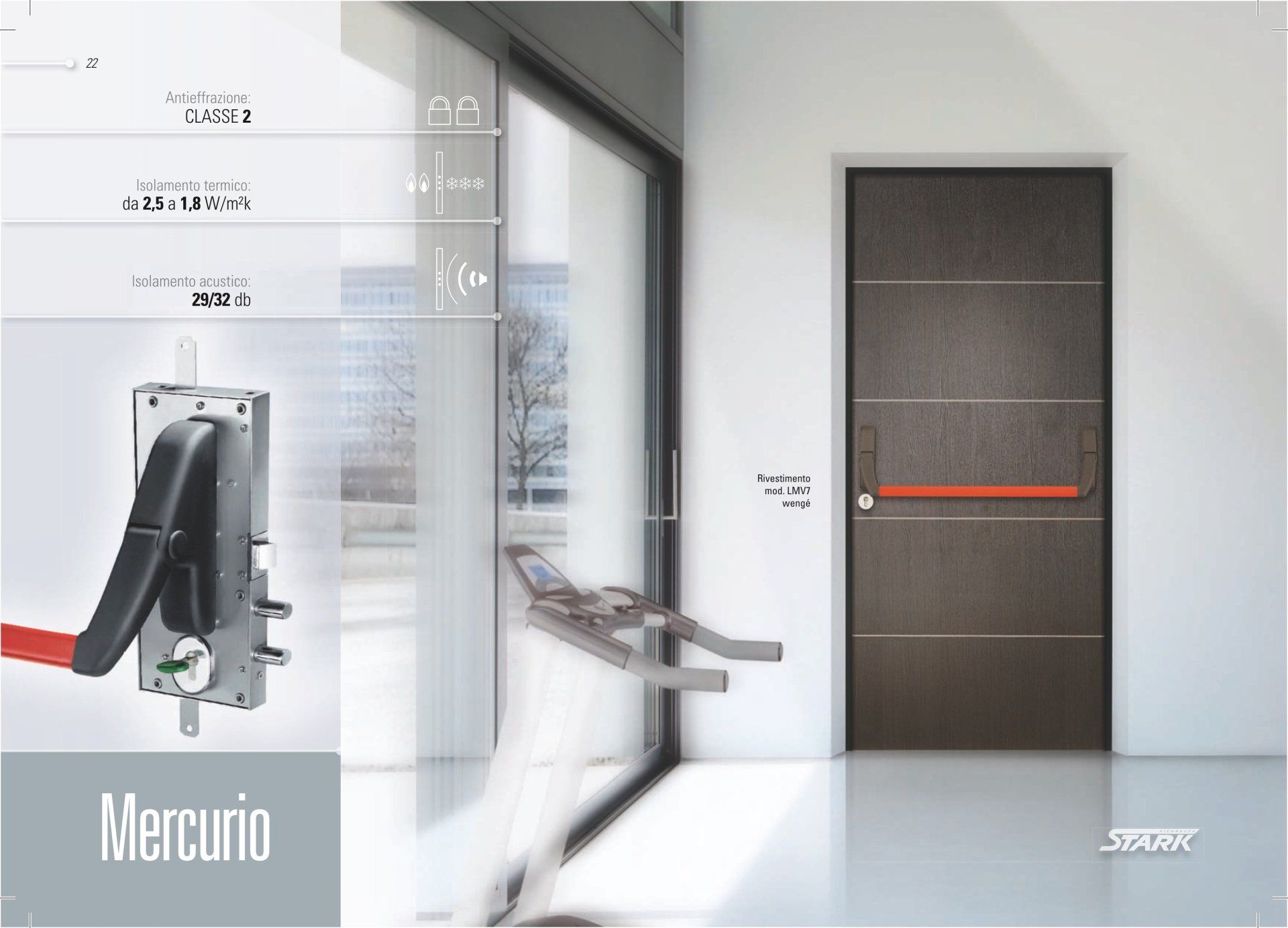 Porta blindata con manico rosso