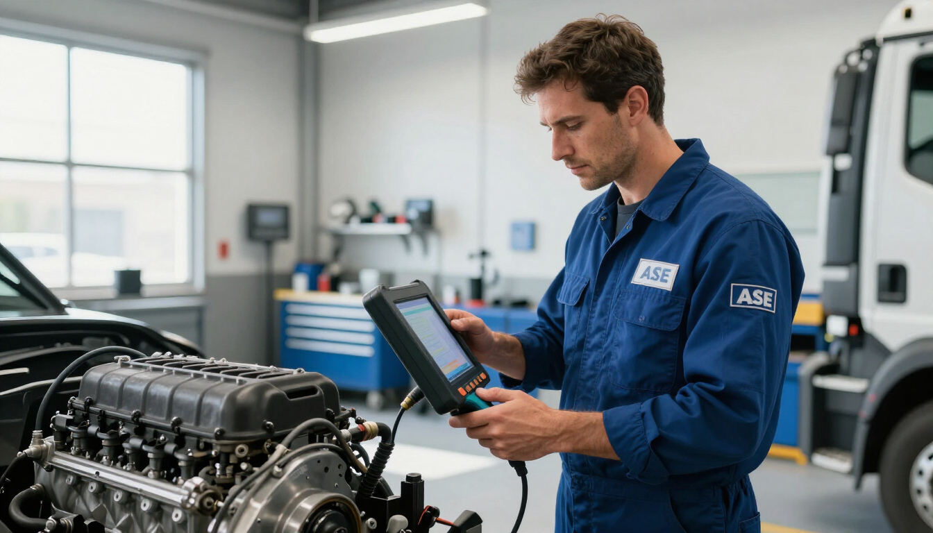 Technician using scan tool